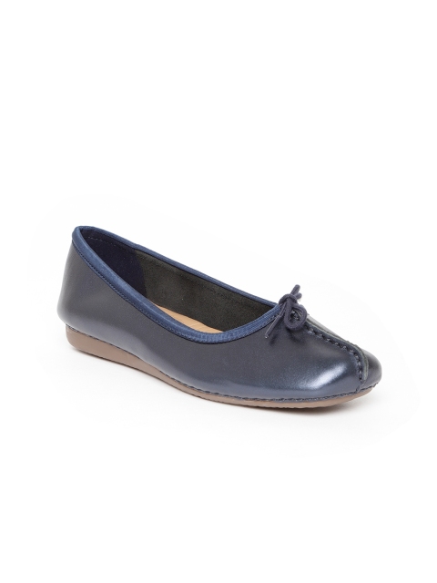 

Clarks Women Navy Blue Solid Leather Ballerinas