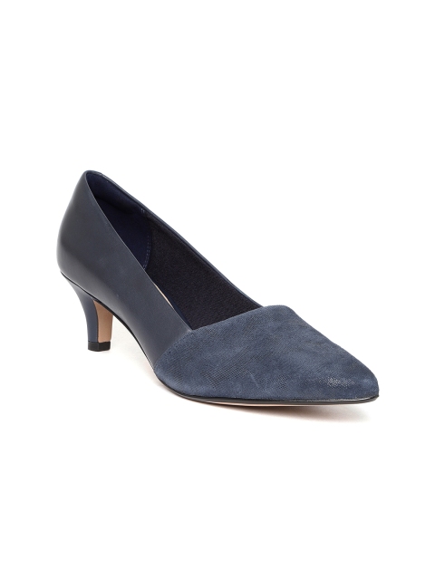 

Clarks Women Navy Blue Solid Leather Pumps