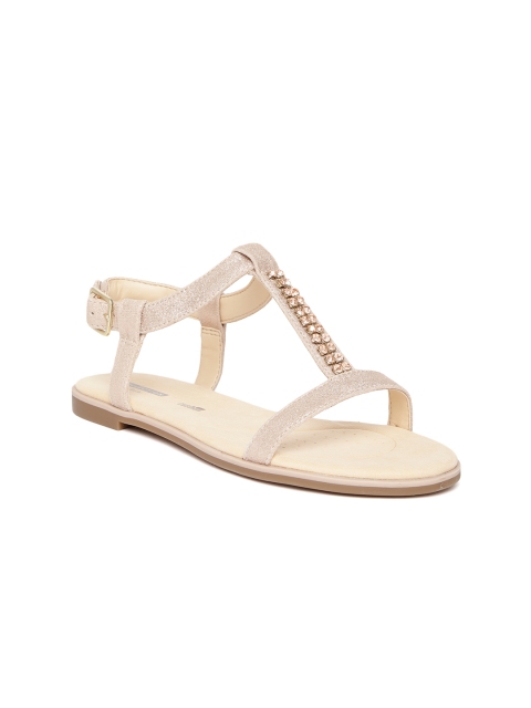 

Clarks Women Beige Embellished Open Toe Flats