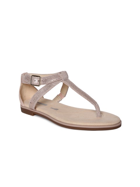 

Clarks Women Pink Bay Georgia Embellished T-Strap Flats