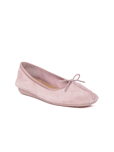 

Clarks Women Mauve Solid Suede Ballerinas