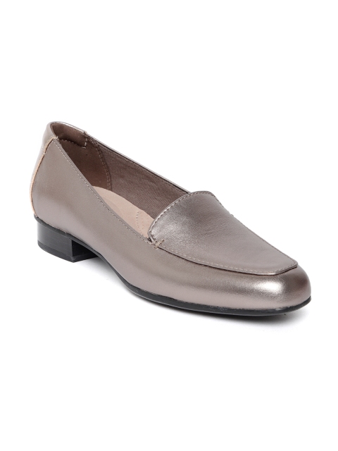 

Clarks Women Copper-Toned Leather Slip-Ons