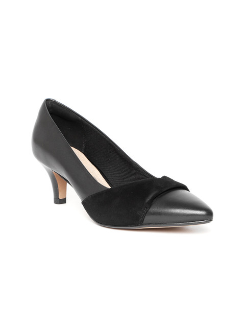

Clarks Women Black Leather Solid Pumps