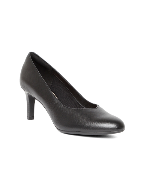 

Clarks Women Black Leather Solid Pumps