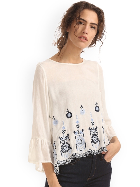 

Aeropostale Women White Embellished Top