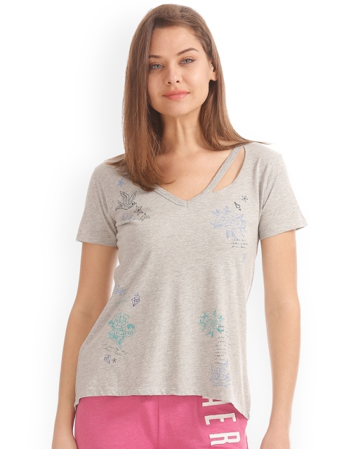 

Aeropostale Women Grey Printed Top