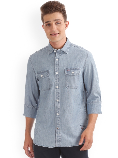 

Nautica Men Blue Slim Fit Solid Casual Denim Shirt