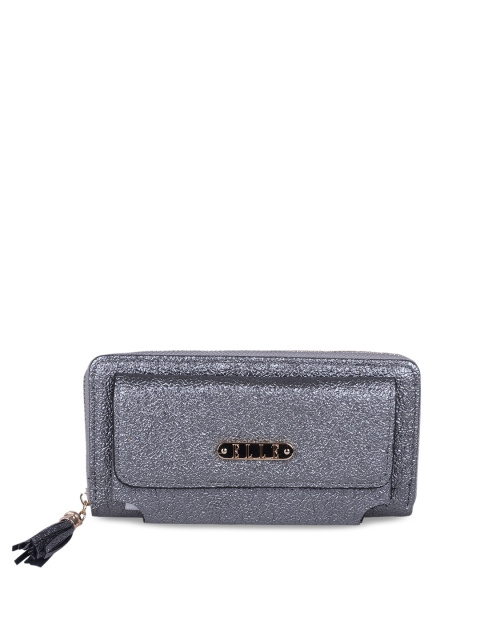

ELLE Women Silver-Toned Solid Zip Around Wallet