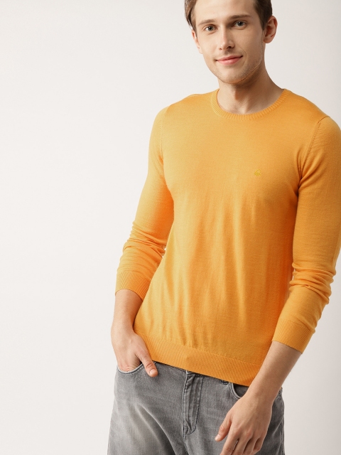 

United Colors of Benetton Men Orange Solid Pullover
