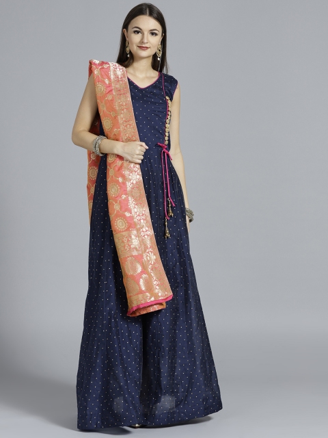 

Chhabra 555 Navy Blue Made to Measure Anarkali Kurta with Churidar & Dupatta