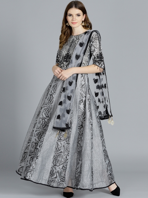 

Chhabra 555 Grey & Black Made to Measure Anarkali Kurta with Churidar & Dupatta
