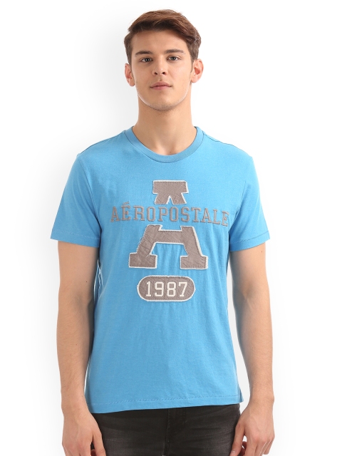 

Aeropostale Men Blue Printed Round Neck T-shirt