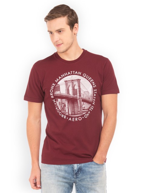 

Aeropostale Men Maroon Printed Round Neck T-shirt