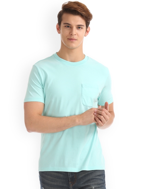 

Aeropostale Men Blue Solid Round Neck T-shirt