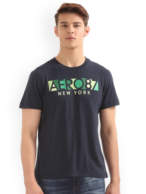 

Aeropostale Men Navy Blue Printed Round Neck T-shirt