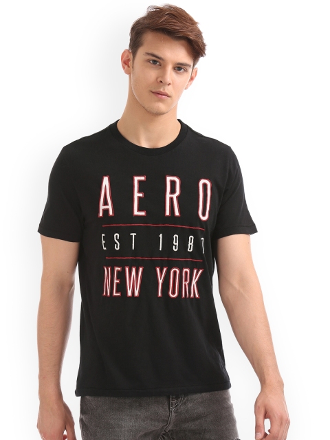 

Aeropostale Men Black Solid Round Neck T-shirt