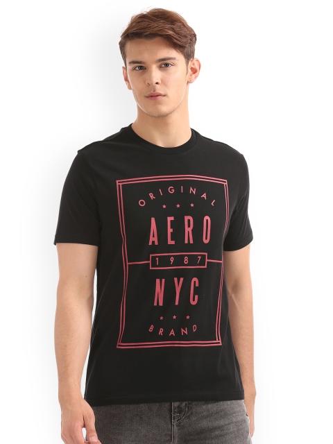 

Aeropostale Men Black Printed Round Neck T-shirt