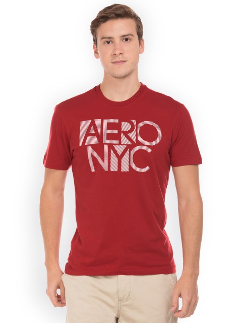

Aeropostale Men Red Printed Round Neck T-shirt