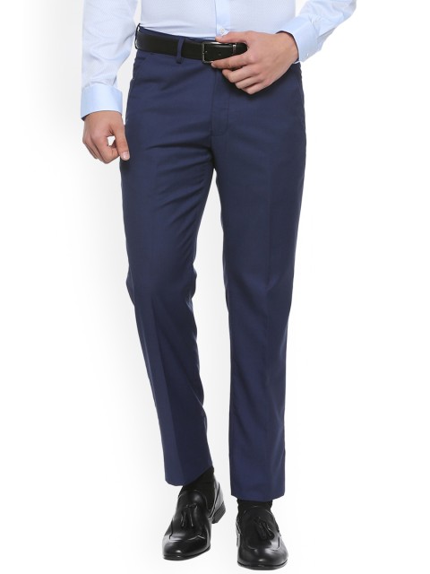 

Van Heusen Men Navy Blue Slim Fit Solid Formal Trousers