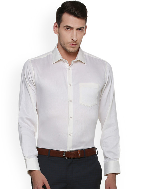 

Van Heusen Men Cream-Coloured Regular Fit Self Design Formal Shirt
