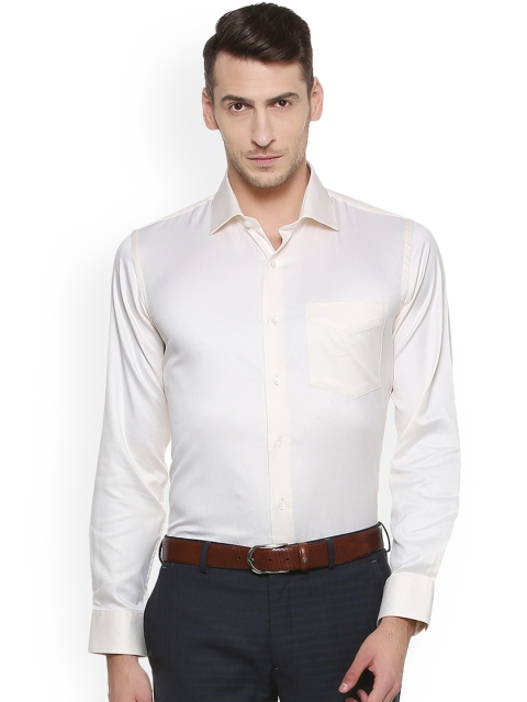 

Van Heusen Men Cream-Coloured Slim Fit Self Design Formal Shirt
