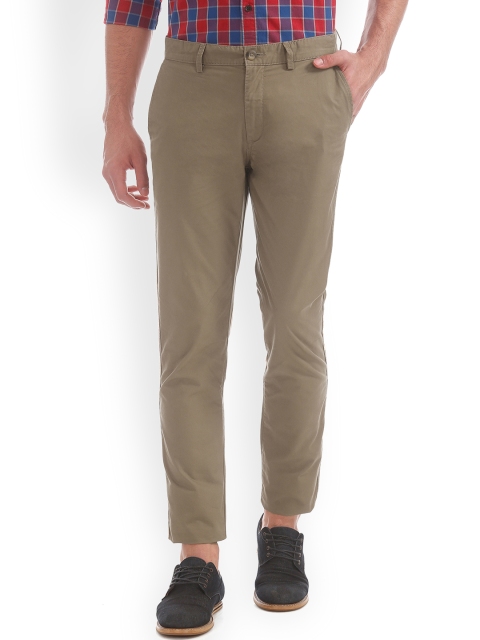 

U.S. Polo Assn. Men Brown Tapered Fit Solid Regular Trousers