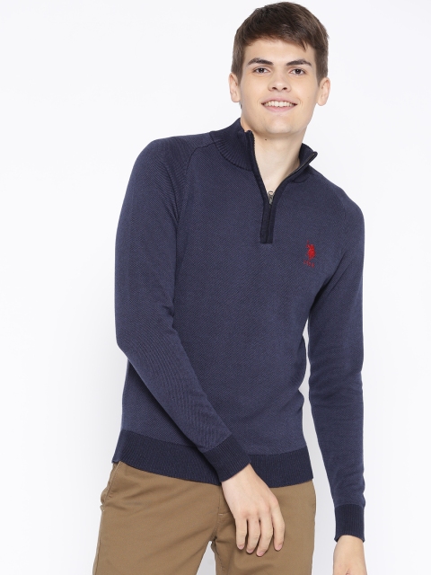 

U.S. Polo Assn. Men Navy Blue Solid Sweater