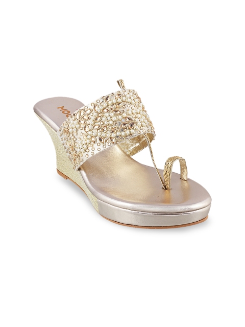 

Mochi Women Gold-Toned Woven Design Heels