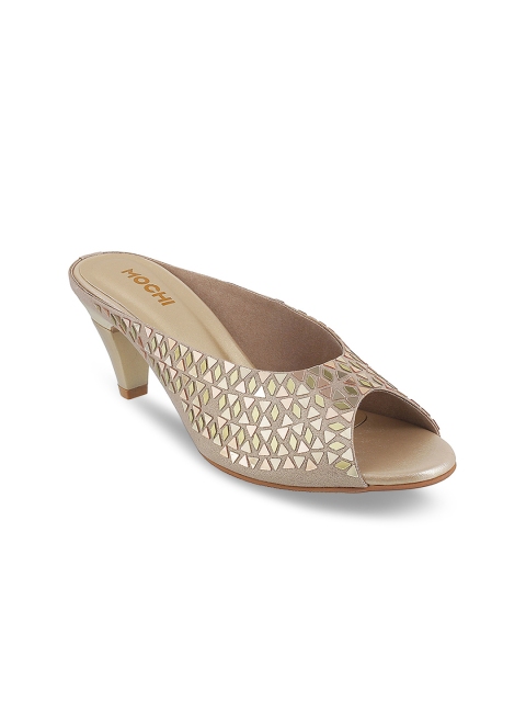 

Mochi Women Gold-Toned Embellished Peep Toes