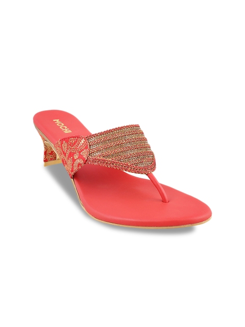 

Mochi Women Gold-Toned Woven Design Sandals