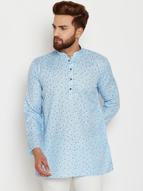 

SOJANYA Men Turquoise Blue Printed Straight Kurta