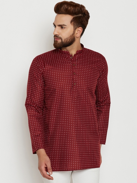 

SOJANYA Men Maroon Printed Straight Kurta