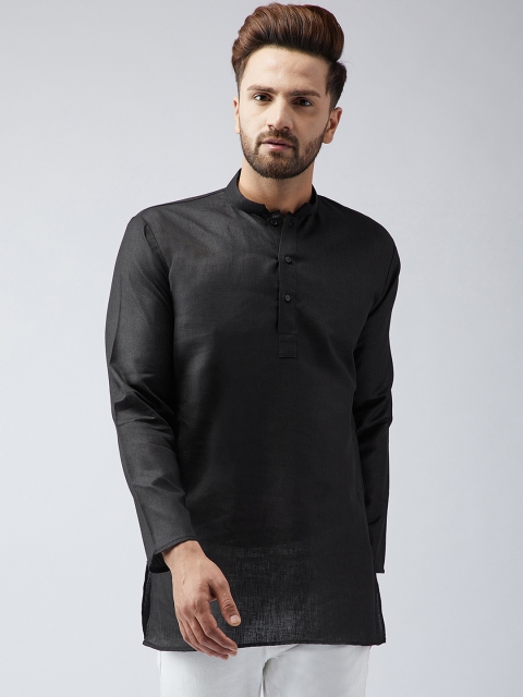 

SOJANYA Men Black Solid Straight Kurta