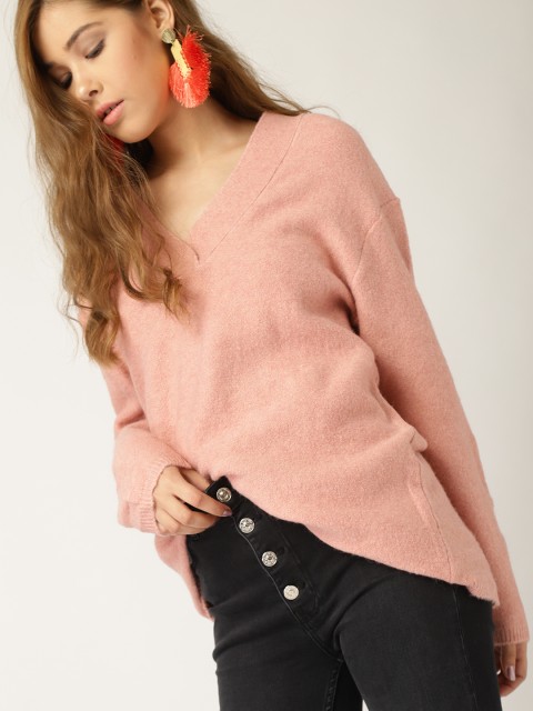 

MANGO Women Pink Solid Pullover