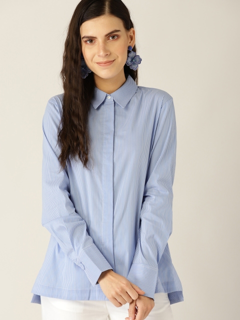 

MANGO Women Blue Regular Fit Striped Casual Shirt