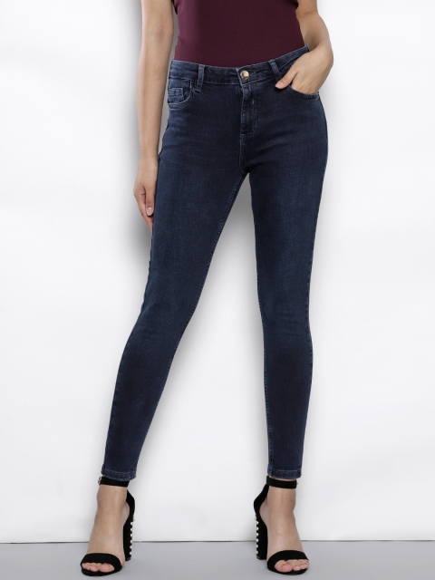 

DOROTHY PERKINS Women Navy Skinny Fit Mid-Rise Clean Look Stretchable Jeans, Navy blue