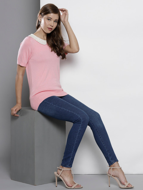 

DOROTHY PERKINS Women Petite Pink Solid Pullover