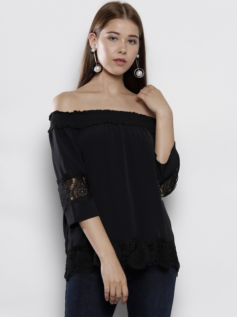 

DOROTHY PERKINS Women Black Solid Bardot Top