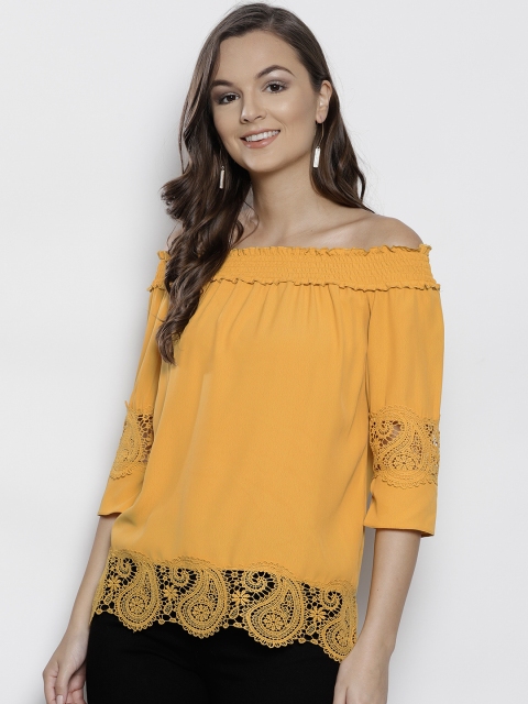 

DOROTHY PERKINS Women Mustard Yellow Solid Bardot Top