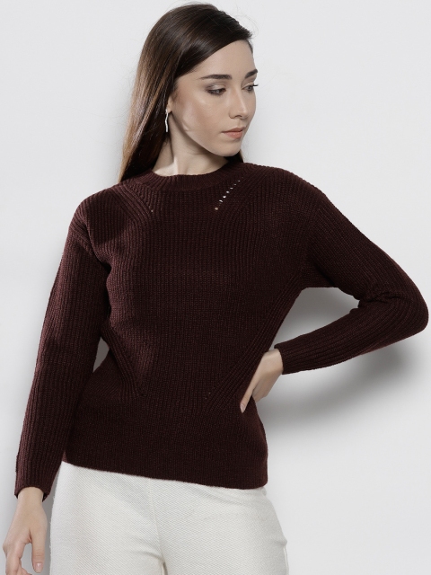 

DOROTHY PERKINS Women Burgundy Solid Petite Pullover