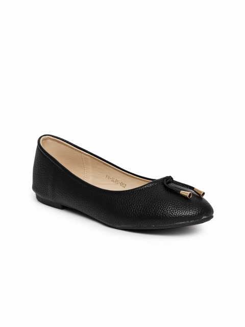 

Addons Women Black Textured Ballerinas