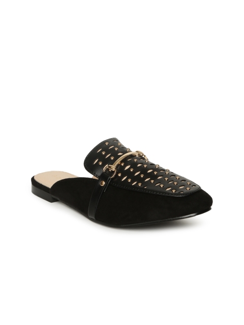 

Addons Women Black Solid Embellished Mules