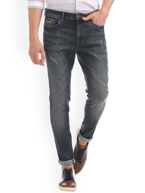 

Aeropostale Men Blue Super Skinny Fit Mid-Rise Low Distress Stretchable Jeans