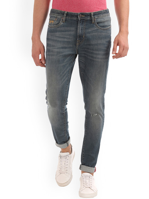 

Aeropostale Men Blue Super Skinny Fit Mid-Rise Low Distress Stretchable Jeans