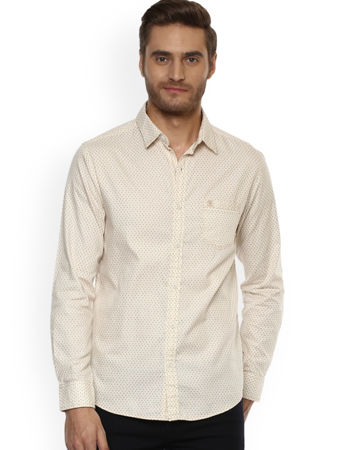 

Mufti Men Beige Slim Fit Printed Casual Shirt