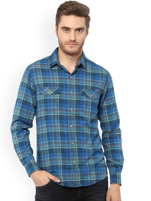 

Mufti Men Blue Slim Fit Checked Casual Shirt