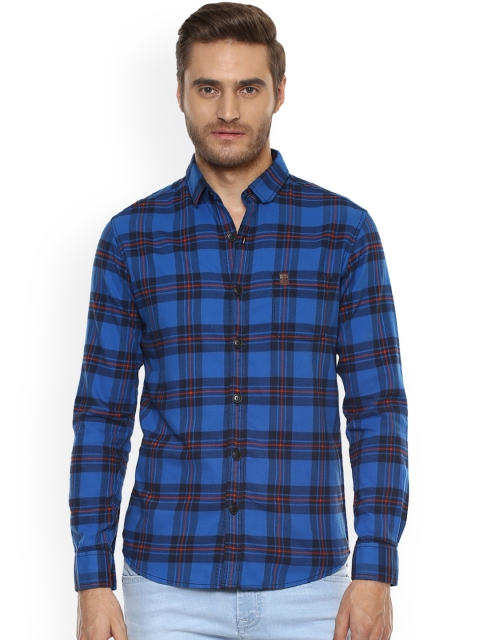 

Mufti Men Blue Slim Fit Checked Casual Shirt