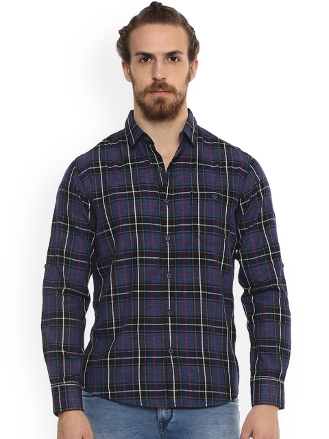 

Mufti Men Blue Slim Fit Checked Casual Shirt