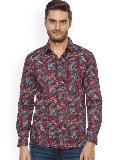 

Mufti Men Maroon & Blue Slim Fit Printed Casual Shirt