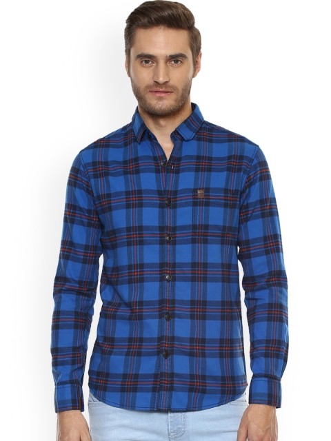 

Mufti Men Blue Slim Fit Checked Casual Shirt